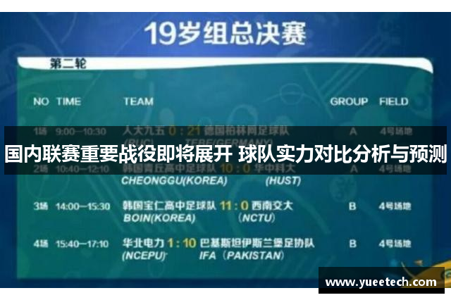 国内联赛重要战役即将展开 球队实力对比分析与预测