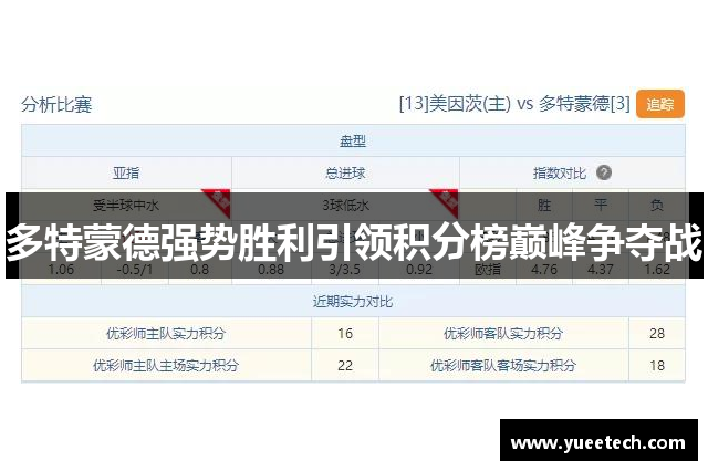 多特蒙德强势胜利引领积分榜巅峰争夺战