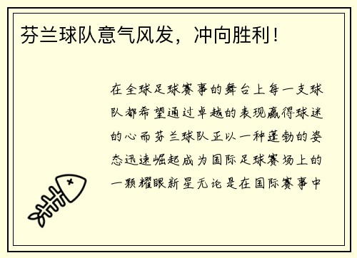 芬兰球队意气风发，冲向胜利！
